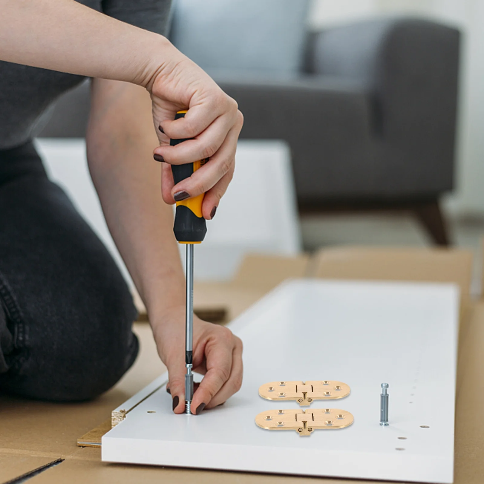 

1Set Brass Table Hinges Folding Flips Tops Hinge Smooth Design Scratch Prevent Safe Reliable for Desktop Dining Wardrobe