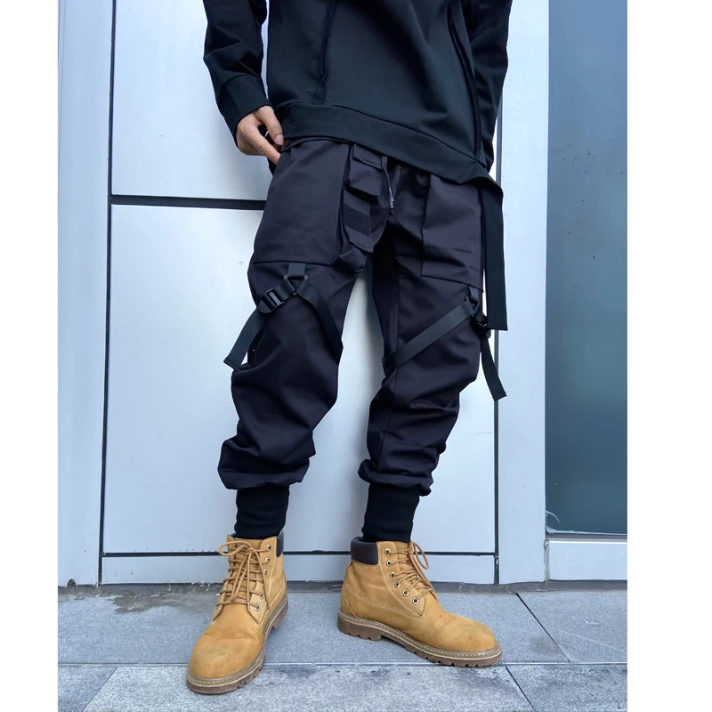 

Spring And Autumn Dark Tactical Pants Functional Overalls men's Loose Leg Casual Pants multi-pocket Paratrooper Pants