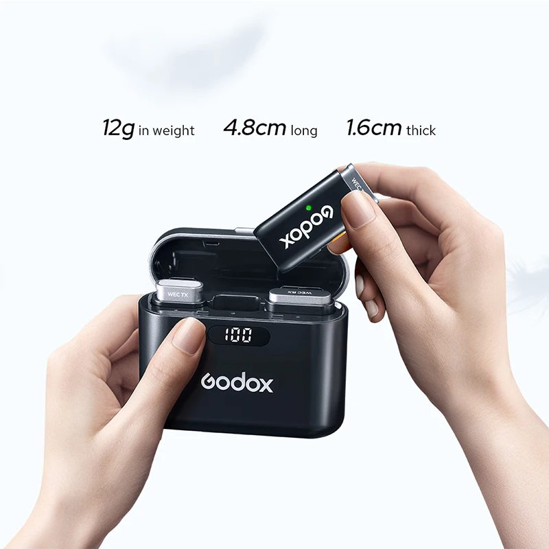 Godox WEC 무선 라발리에 마이크, DSLR 카메라, 스마트폰, 비디오 녹화, 라이브 방송, 소음 감소, 2.4GHz