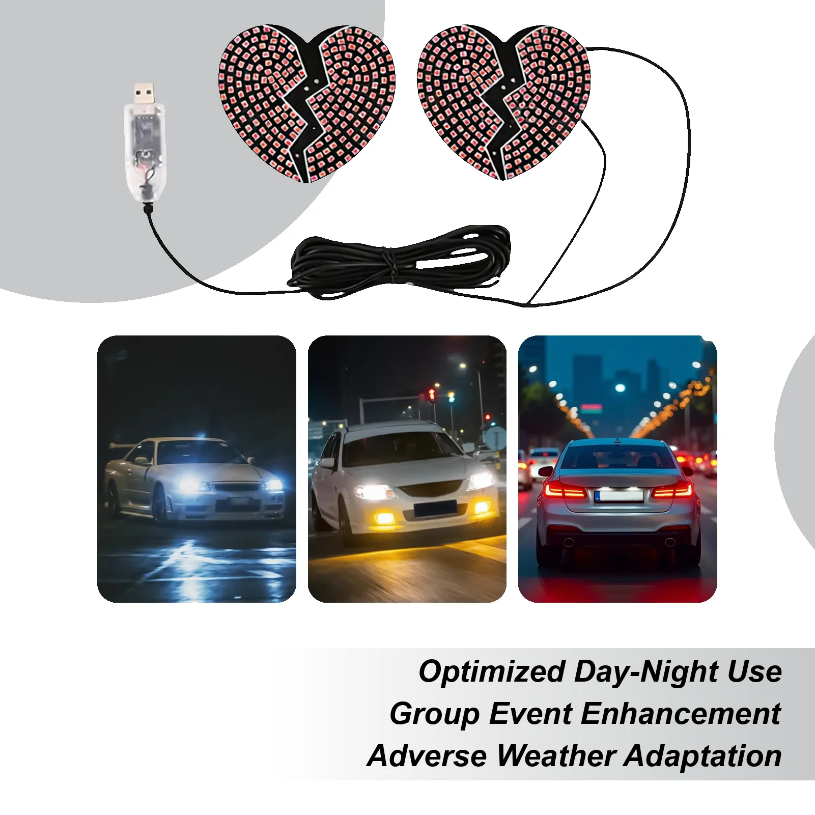 

Car Window Light Love Heart Shape Automotive Accessories Car Back Window Warning Light For SUV RV Sedan Truck Minivan Van