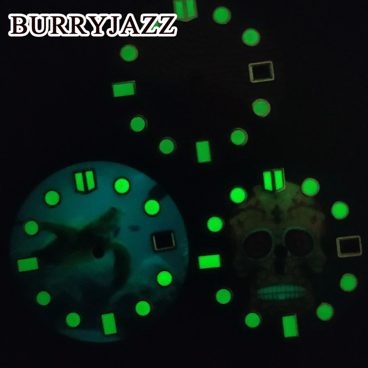 ساعة بوريجاز مضيئة ، بدون شعار ، قرص أزرق أحمر ، ساعة 3: 00 ، تاج حافظة الساعة ، NH35 ، أسود