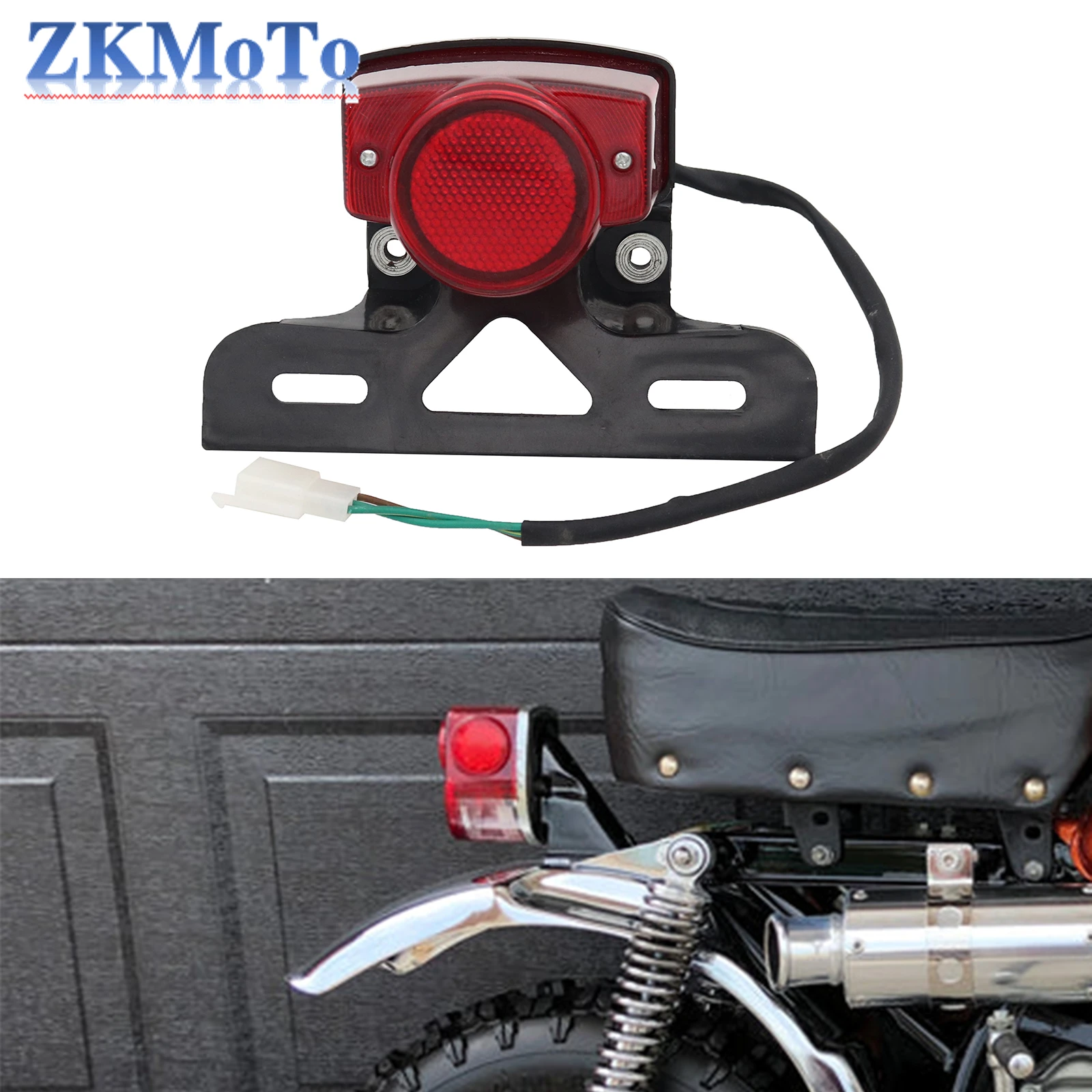 12 Volt Motorcycle Red Rear Tail Light Lights Brake Stop Lamp License Plate Bracket for Honda Monkey Z50 Z50JZ Z 50 KDF Bike