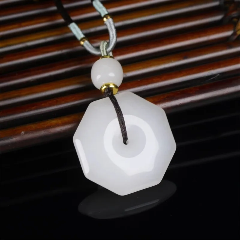 

Golden Silk Jade Eight Square Guardian Safety Buckle Pendant for Men and Women