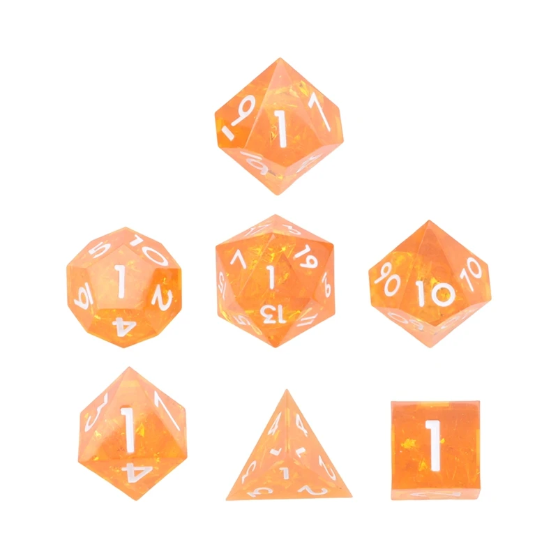 RPG MTG 테이블 게임용 날카로운 모서리가 있는 다면체 주사위 세트 7개