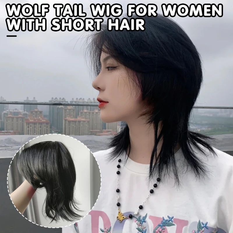 Japanese Wolf Tail Fluffy Mullet Head Type Short Wig Fashion Hair Extensions Personalized Hair Accessories for Women Men New