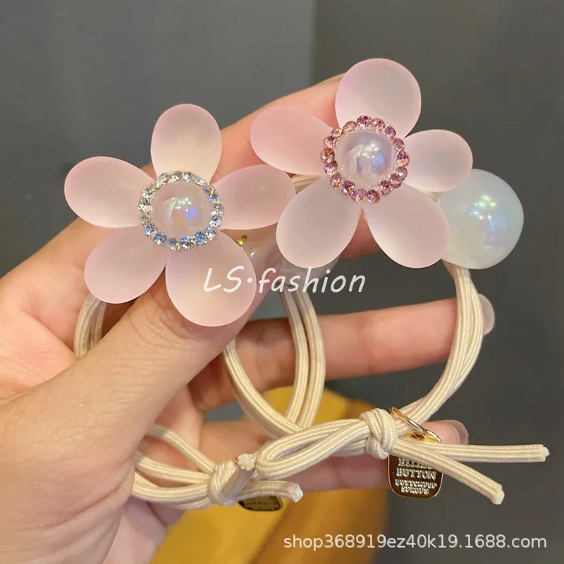 Summer matte texture flower hair rope girls head rope rubber band female hair ring leather case hair accessories headwear