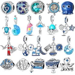 925 Sterling Silver Ocean Sailboat Turtle Boutique Charms For Original Pandora Bracelet Charm Bead Necklace Diy Female Jewelry