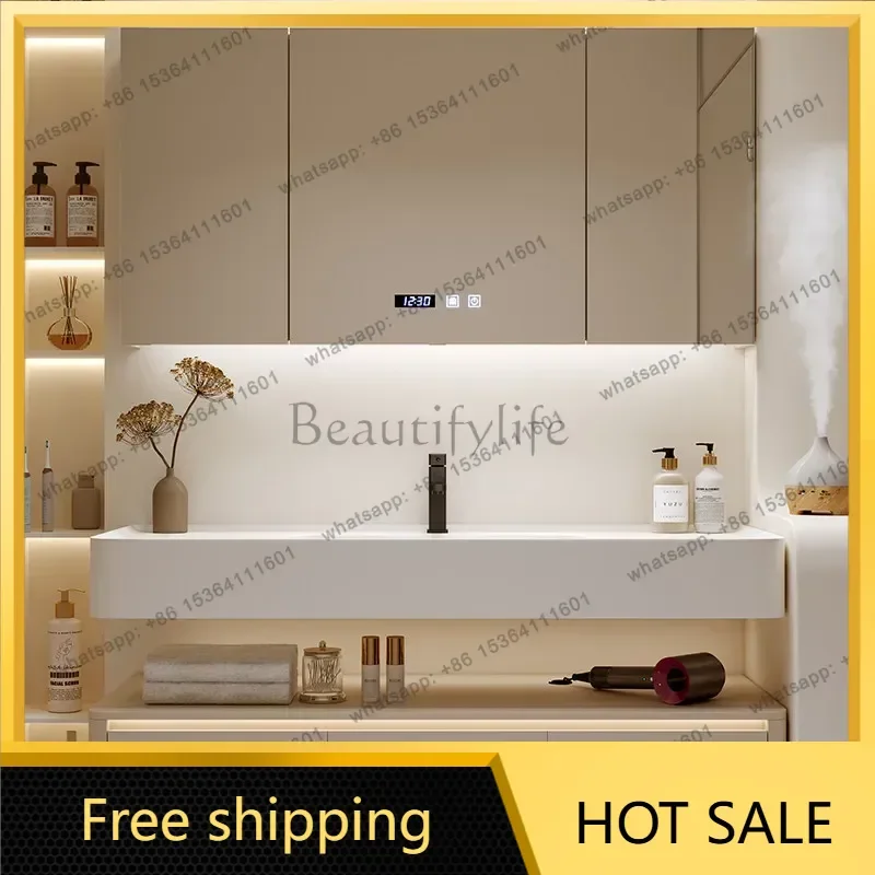 FG Washing Machine Built-in Cabinets Storage With Washbasin Wash Table Modern Luxury Bathroom Cabinet with Smart Mirror Furnitur