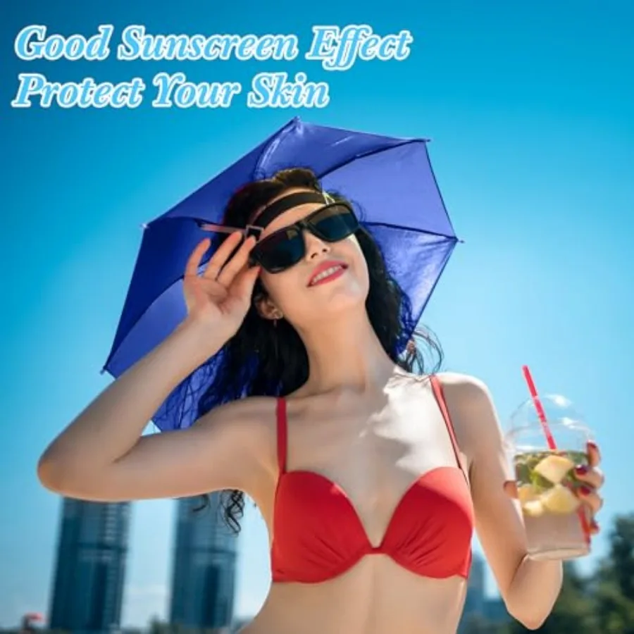 20 Pieces Umbrella Hat for Adults Waterproof Head Umbrella Cap for Beach Fishing Hiking Camping view 5