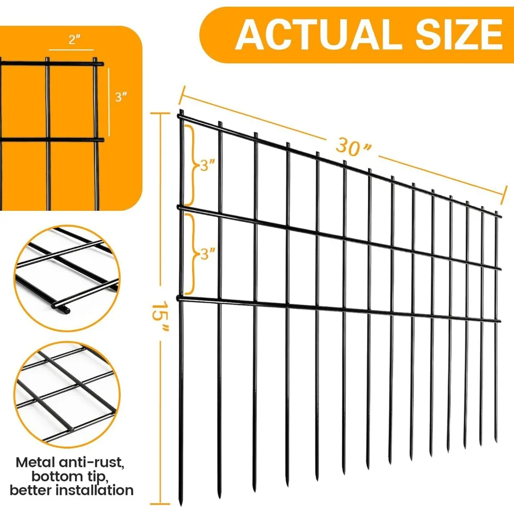 Garden Fencing Animal Barrier 25 Ft(L)×15 in(H), 10 Panels No Dig Fence, Underground Critter Barrier for Decks