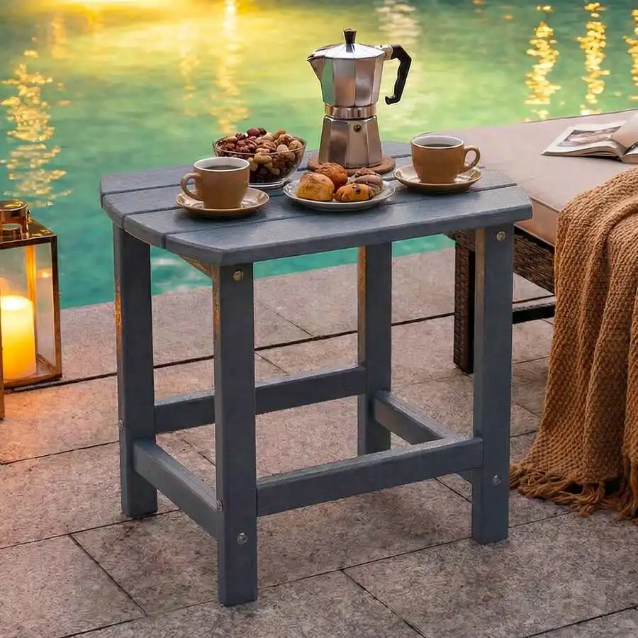 HDPE Outdoor Side Table - All Weather Performance Patio Side Table, Waterproof Small Outdoor End Table For Patio, Garden, Lawn,