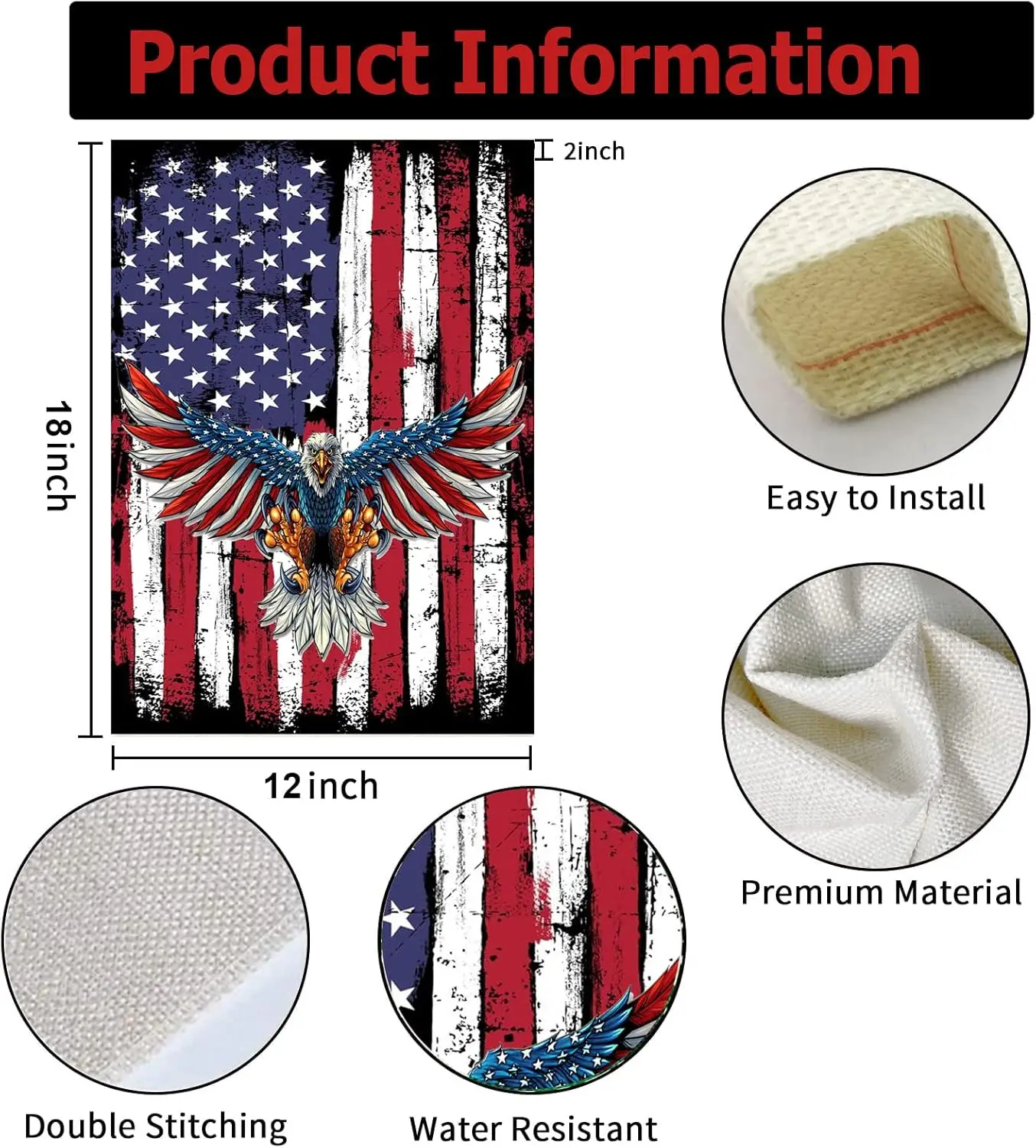 4th of July Patrioctic Eagle Garden Flag 12x18 Inch Double Sided Memorial Day Welcome Stripe and Star Aemrican Flag Independ yyi