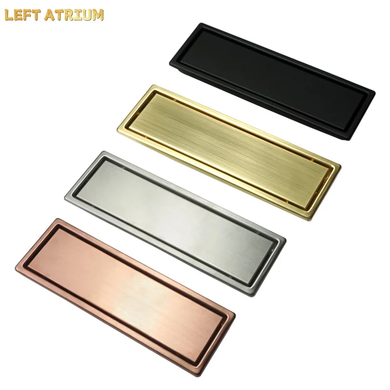 Brushed Rose Gold 10cm*30cm Tile Invisible Embedded Grid Bathroom Shower Insect-Proof Deodorant  Square