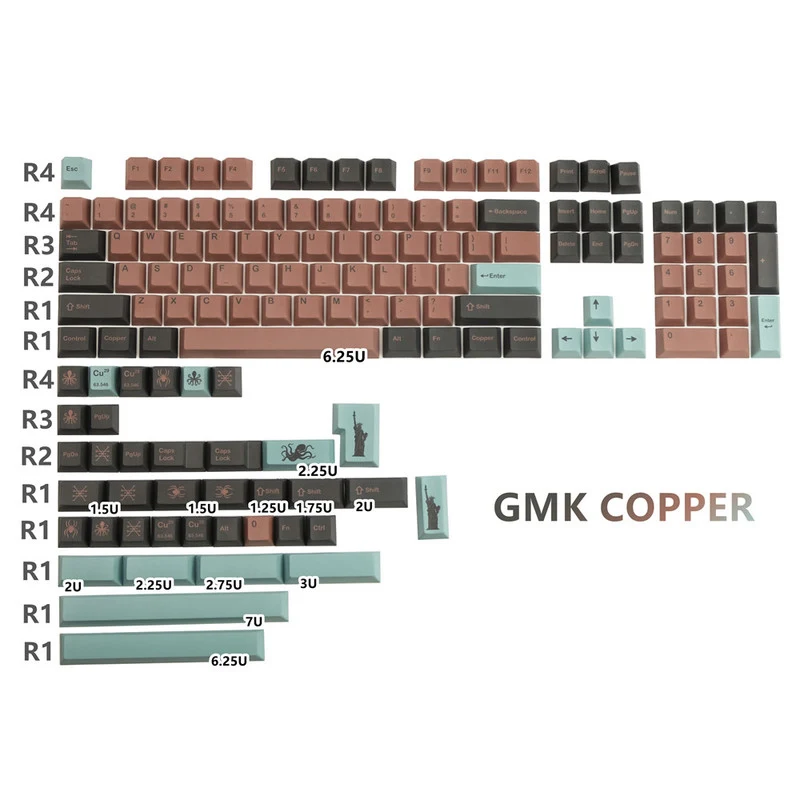 

GMK Copper Keycaps PBT Dye Subbed Japanese Key Caps Cherry Profile Keycap With 2.25U 2.75U 3U 7U Spacebar ISO Enter