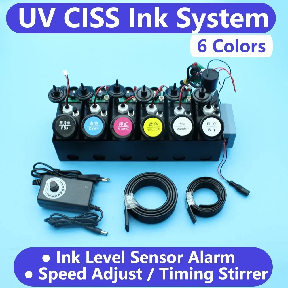 

Printer UV DTF Ink System AB Film For Glass Wood UV White Ink Tank CISS With Stirrer Mixer Ink Tank UV LED Varnish Timer Stirrer