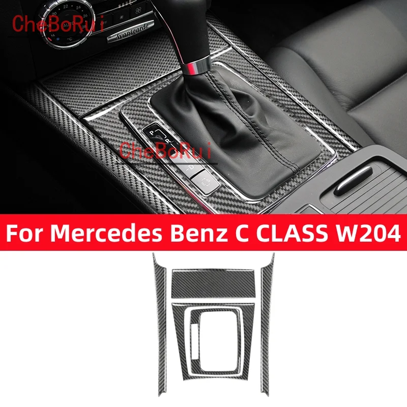 

For Mercedes Benz W204 2007-2013 C Class Car Gear Shift Box Panel Decor Cover Trim Decal Carbon Fiber Auto Interior Accessories