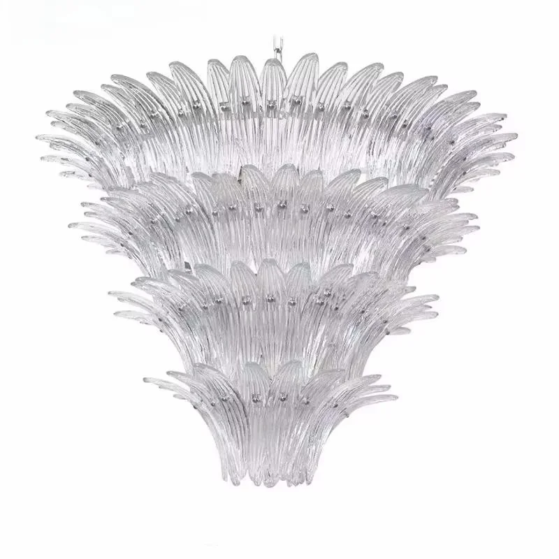 

French Vintage Palm-like Glass Chandelier For Living Room Staircase Villa Hotel Lobby Murano Glass Chandelier