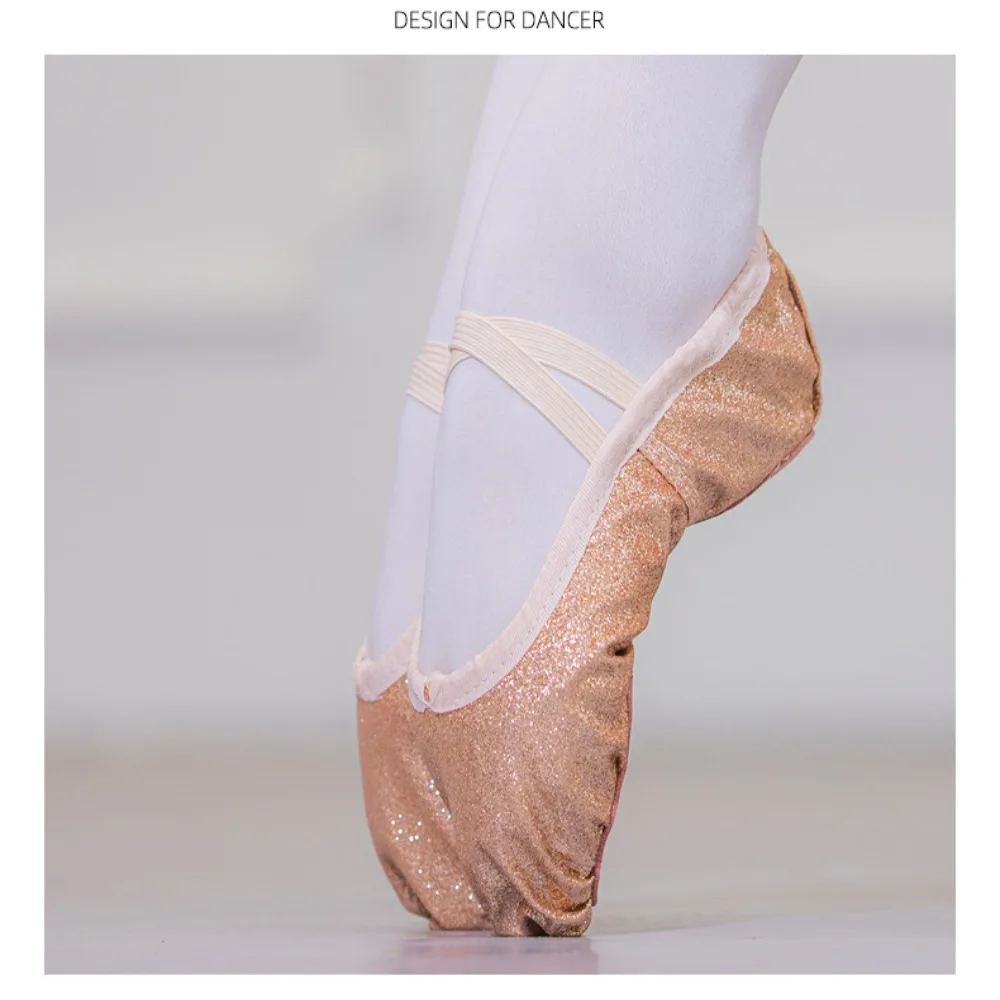 1 Paar weiche Sohle Mädchen Balletts chuhe Erwachsenen Roségold schöne Prinzessin Schuhe profession elle elastische Katze Klaue Schuhe Tanz klasse