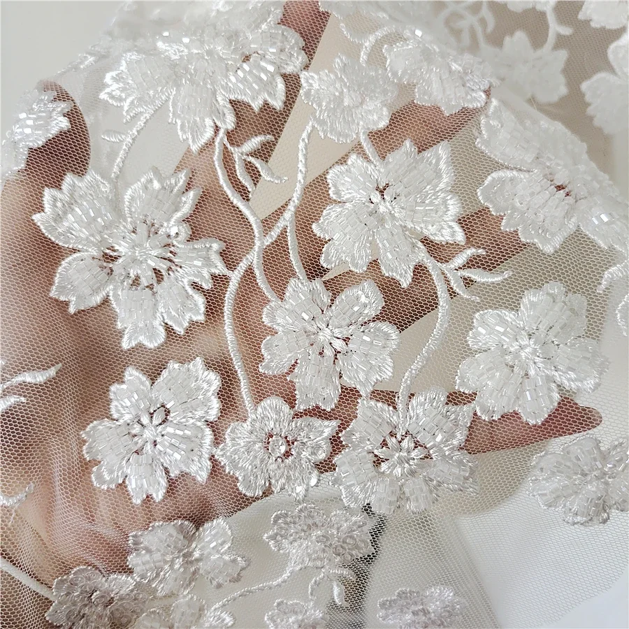 33*70cm luxury embroidery flower applique lace fabrics for wedding dresses DIY sewing floral lace trims for clothing decoration