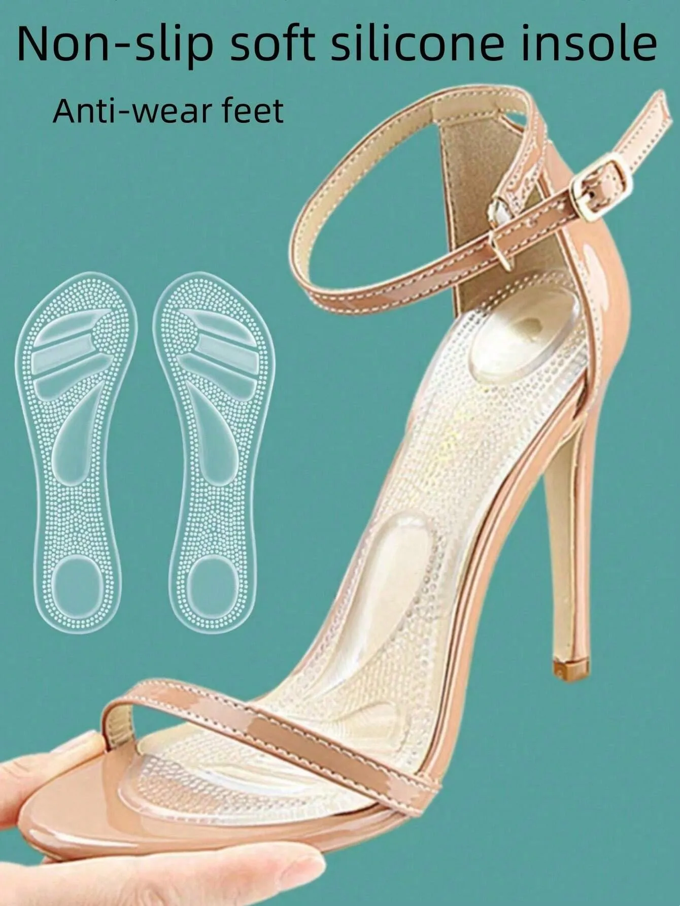 Schuheinlagen aus Silikon | Anti-Rutsch-Kissenpolster für High Heels und Sandalen, Linderung von Fußschmerzen und verbessertem Gehkomfort – Detail 2