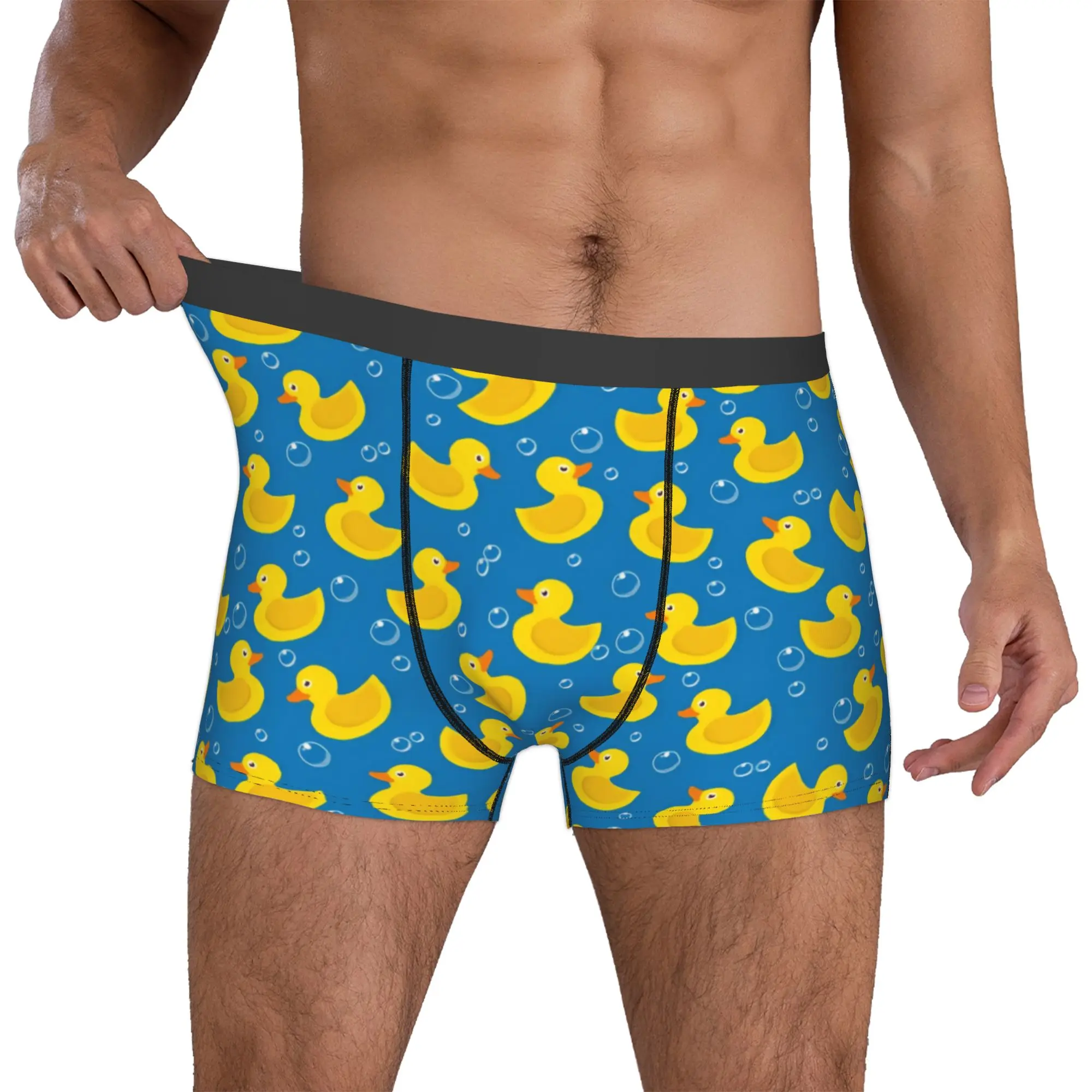 Fashion Cartoon Yellow Rubber Duck Pattern  Boxers Shorts Panties Men's Underpants Stretch  Briefs Underwear