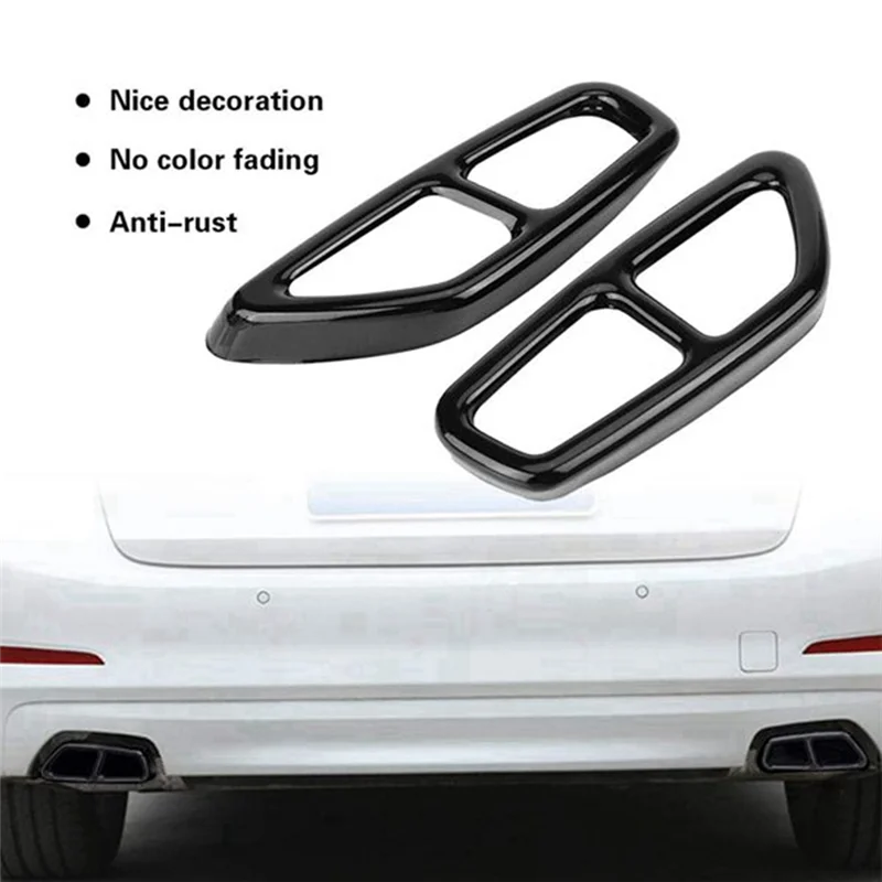

Durable-1Pair Car ABS Black Exhaust Tailpipe Cover Trim Replacement Accessories For BMW 5 Series G30 528Li 530Li 2017-2018
