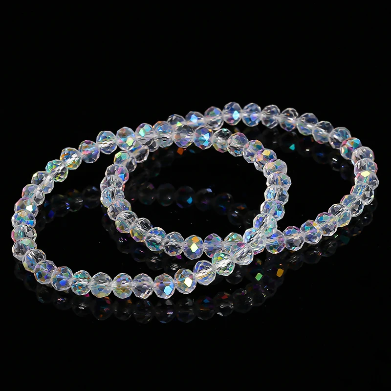 JD Simple Faceted Colorful Crystal Glass Rondelle Beads Bracelet Women Fashion Shiny Transparent Stretch Rope Bangles Party Gift