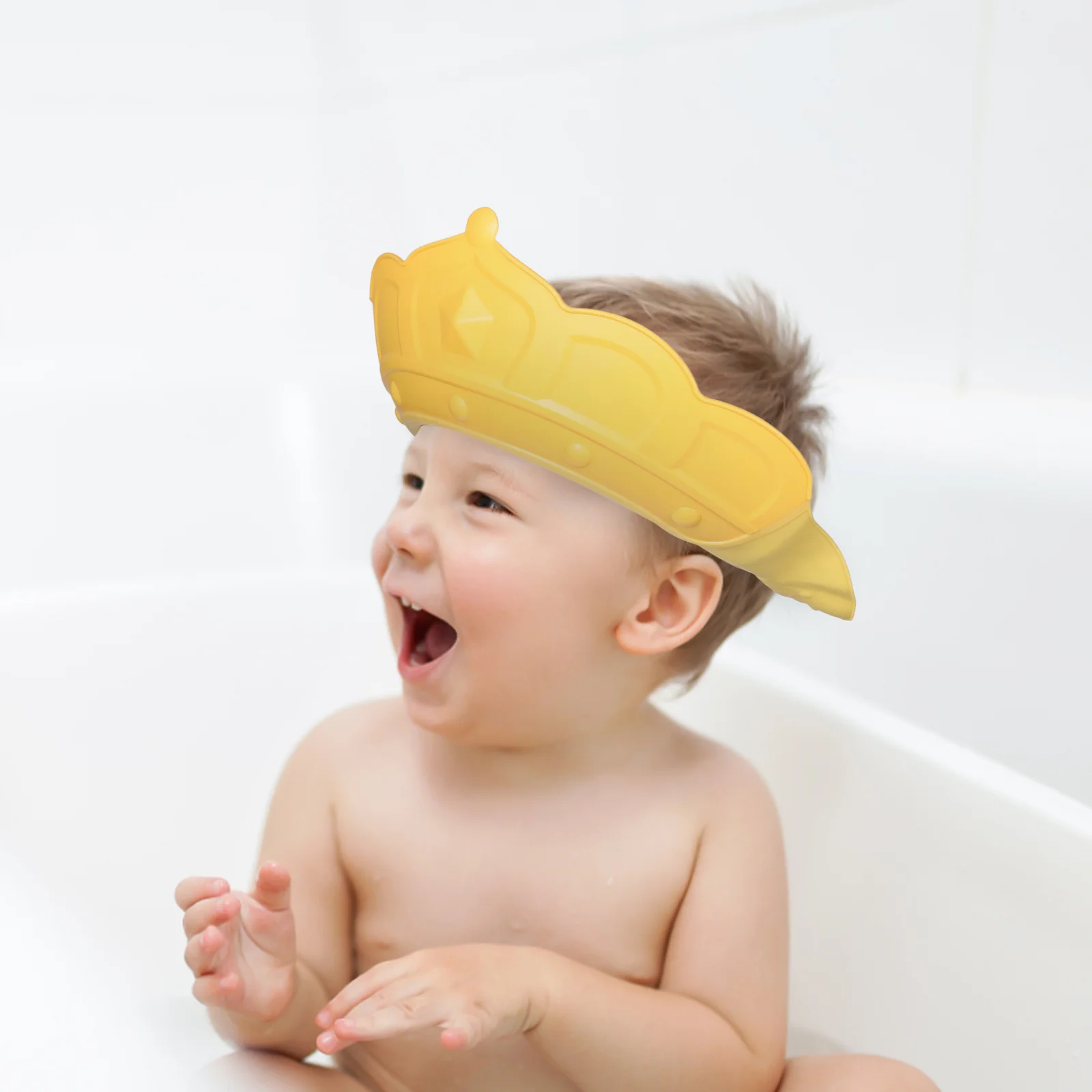 

2Pcs Baby Bath Visor Shampoo Caps for Toddler Hair Washing Shield Easy Wear Bathing Hat with Adjustable Buckle for Parent-Child