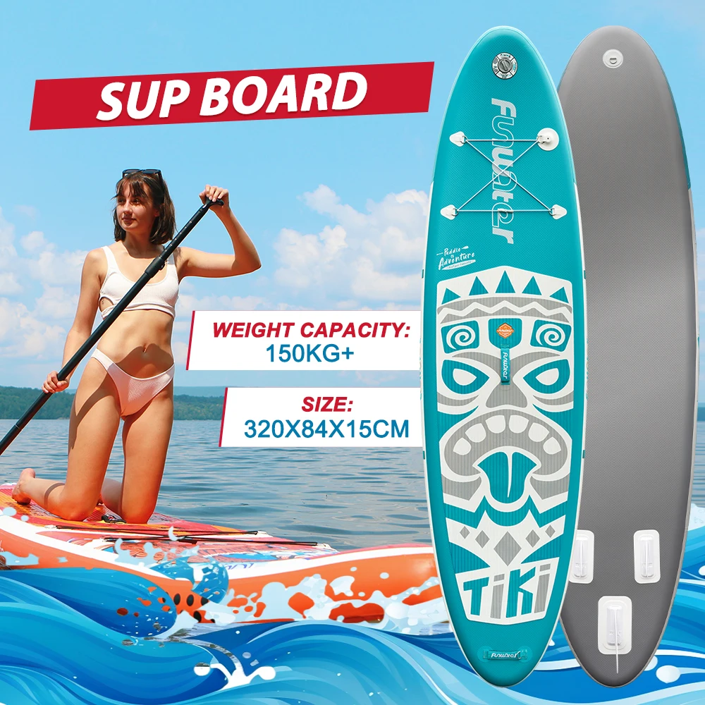 Funwater Aufblasbares Stand-Up Paddle Board 335cm/350cm Rutschfestes SUP-Board mit Zubehör für Wassersport und Surfen