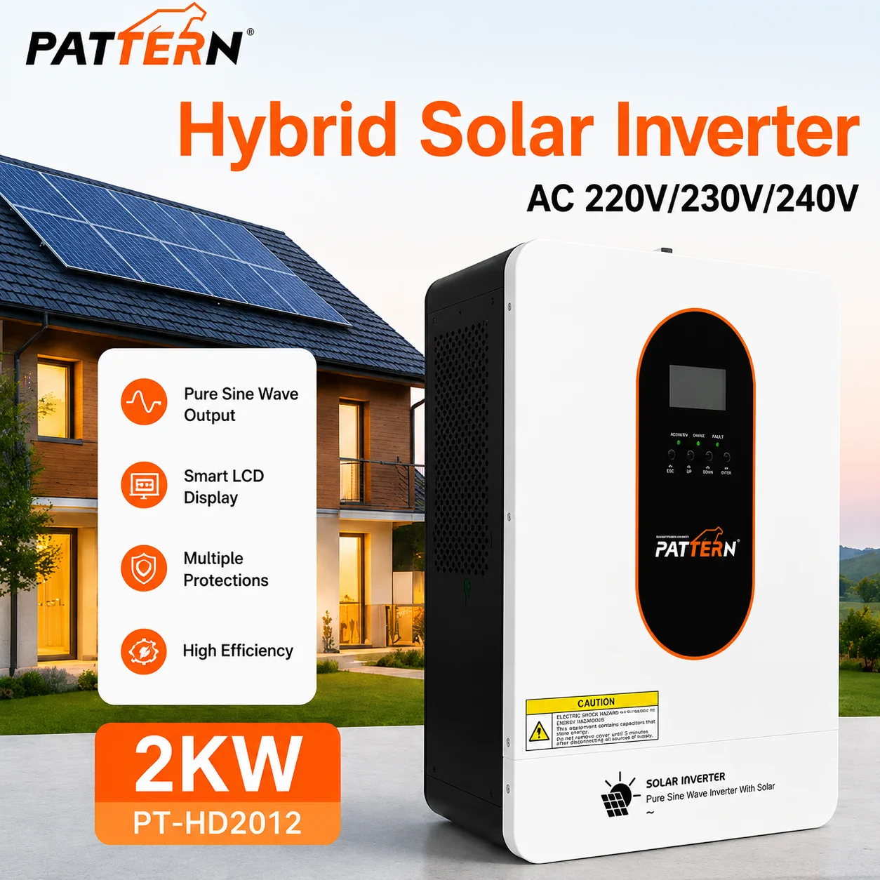 PATTERN 2kW 3kW 6kW 8kW 10kW Hybrid Solar Inverter For Lithium Battery WiFi Smart Load Storage Bi-directional Inverter