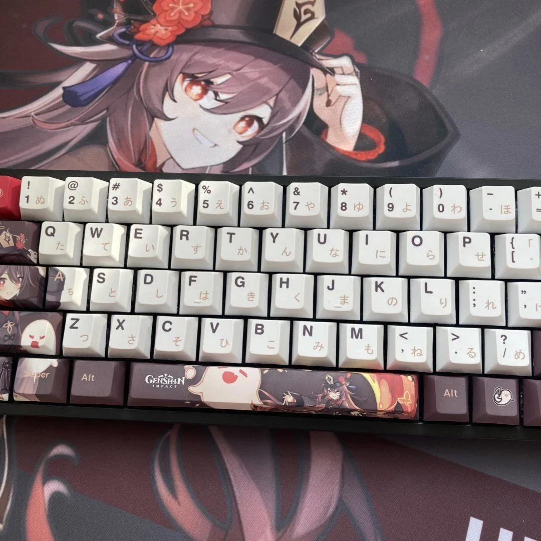 Imagem -05 - Genshin Impacto hu Tao Anime Keycaps Perfil Cereja Teclado Mecânico Pbt Sublimação Acessórios pc Presentes Gamer 128 Chaves