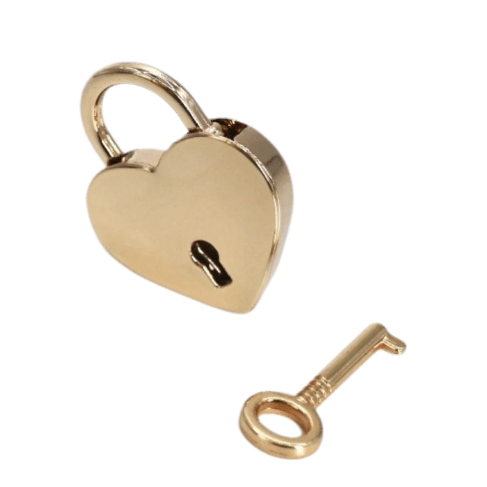 Luggage Accessories Gold Heart Shaped Padlock Zinc Alloy Small Decorative Lock Heart Metal Lock Luggage Lock