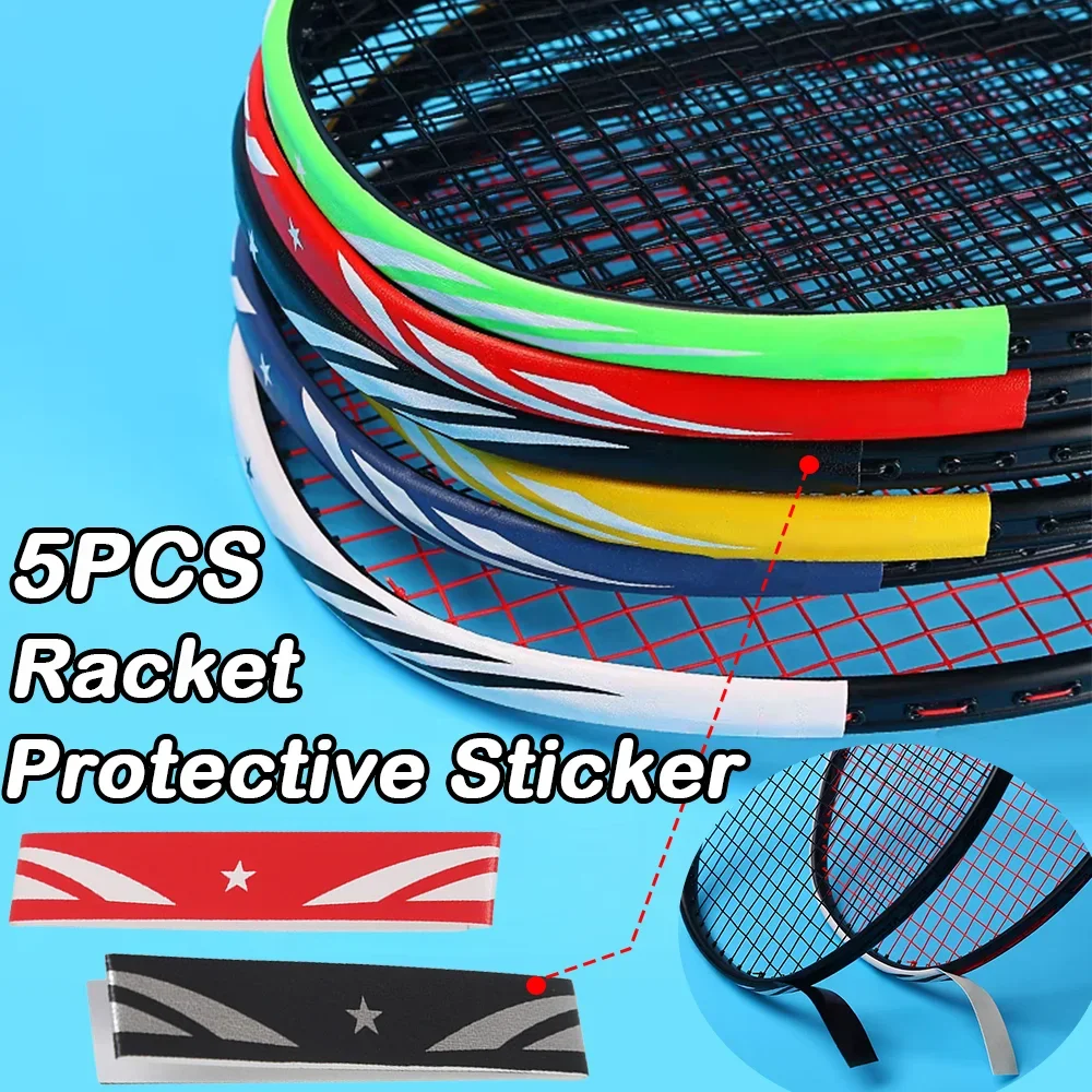 

5Pcs Badminton Racket Protection Sticker Tennis Match Multicolored Full Package Border Anti-Collision Strip Tennis Accessories