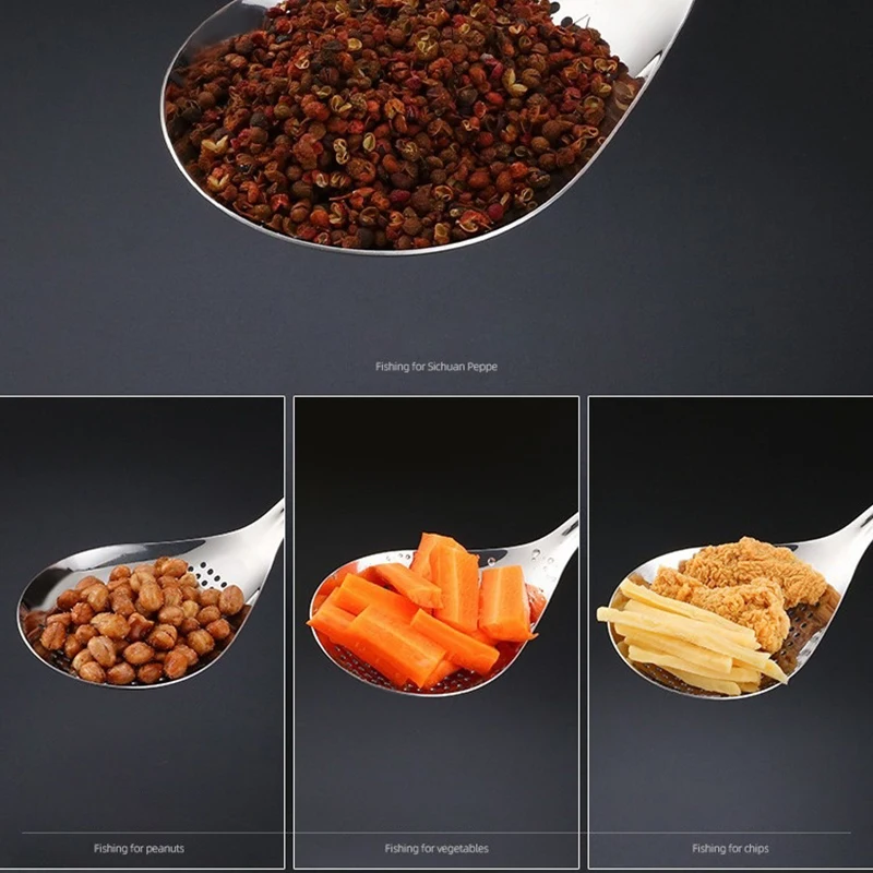 Stainless Steel Strainer Spoon Skimmer Slotted Spoon Pepper Strainer Kitchen Colander Spaghetti Drain Spoon Food Filtration