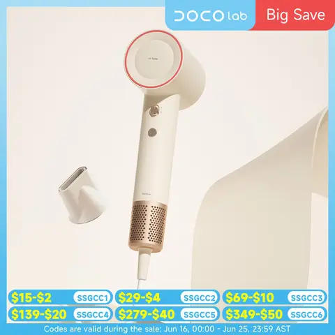 DOCO 헤어 드라이어 고속 2억 음이온 헤어 케어 전문 경량 가정 여행 선물 11000 Rpm