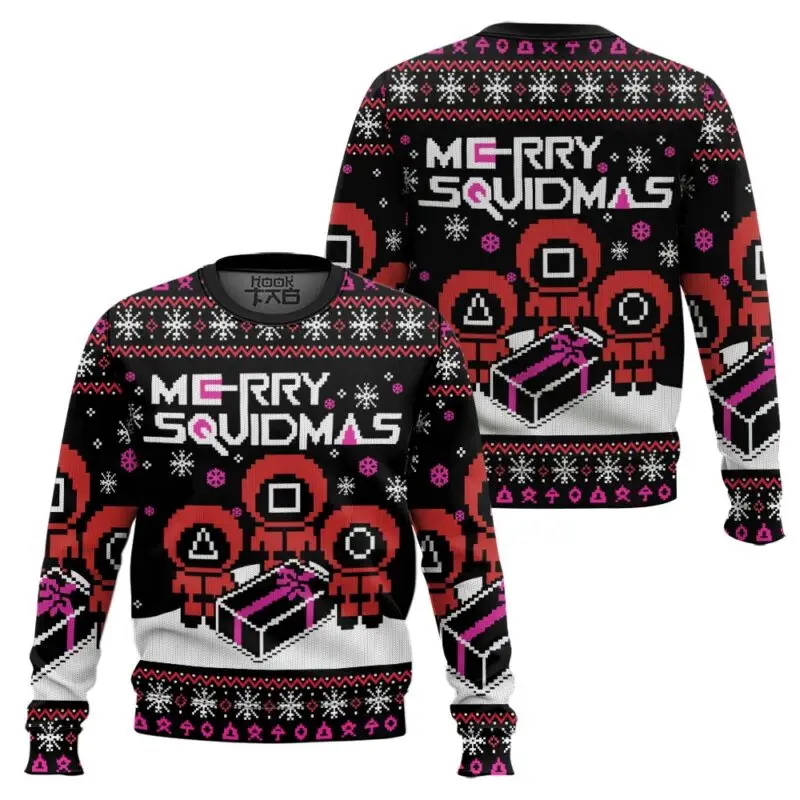 

Merry Squidmas Ugly Christmas 3D Funny Holiday Party Pullover Warm Cozy Plus Size Xmas Jumper for Men Women Christmas Gift 2026