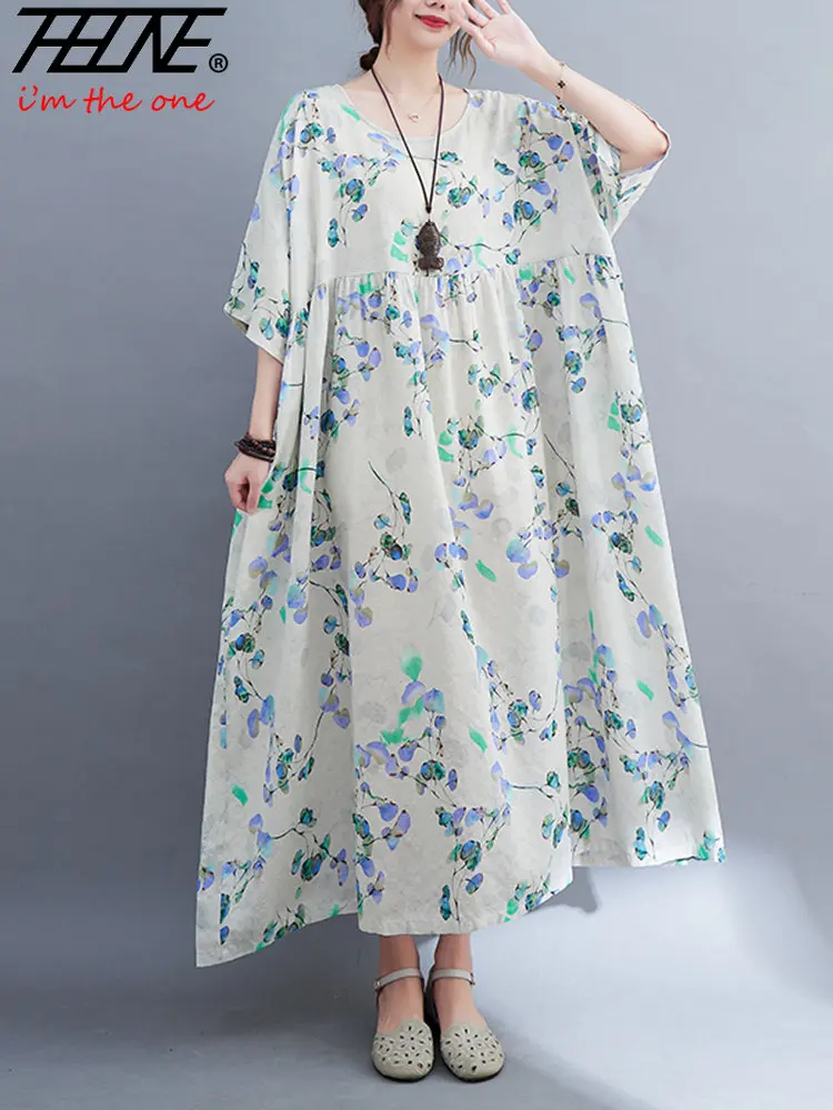 Vestidos De Mujer Oversized Bloemen Zomer Losse Jurk Vrouwen Gewaad Bohemien Of Boho Casual Strand Koreaanse Mode Retro Lange Jurken