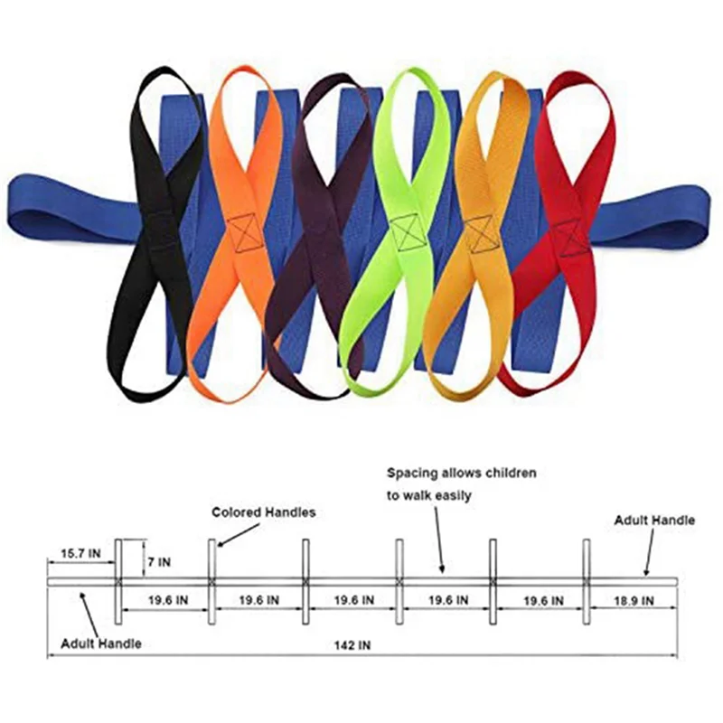 DELAM-3X Children's Walking Ropes For Preschool Daycare School Kids Outdoor Colorful Handles For Up To 12 Children 2 Teachers