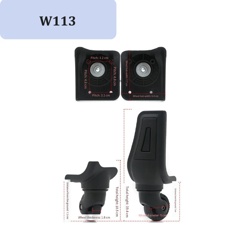 For W113  Shock-Absorbing Luggage Wheel Replacement Universal Luggage Wheels Durable 360° Swivel Wheels Repair Tool