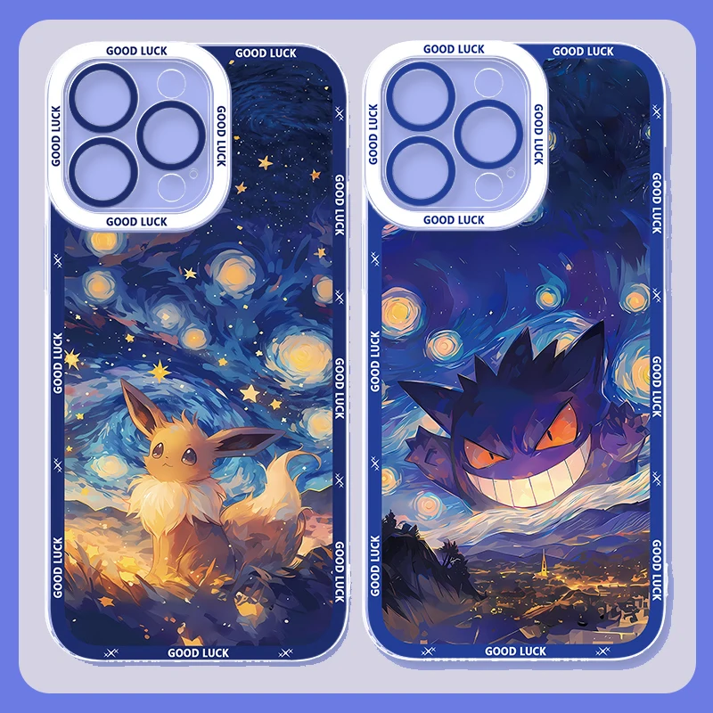 Starlit sky P-Pokemon Clear Soft Case For iPhone 16 Pro Max 15 14 Plus 13 12 11 Pro XR XS X 8 7 SE 2020 Shockproof Back Cover