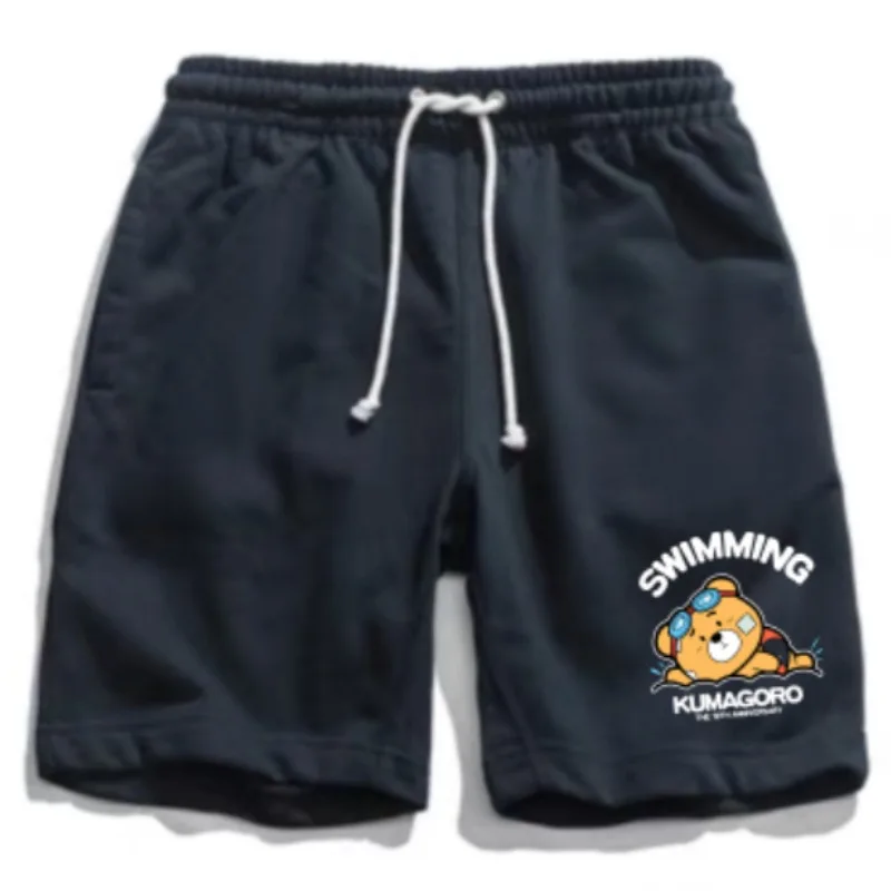 Limitowana edycja Cute Swimming Bear Board Shorts, męskie bawełniane spodenki plażowe, niedźwiedź Man Gym Fitness Pants, 4 kolory M L XL XXL XXXL