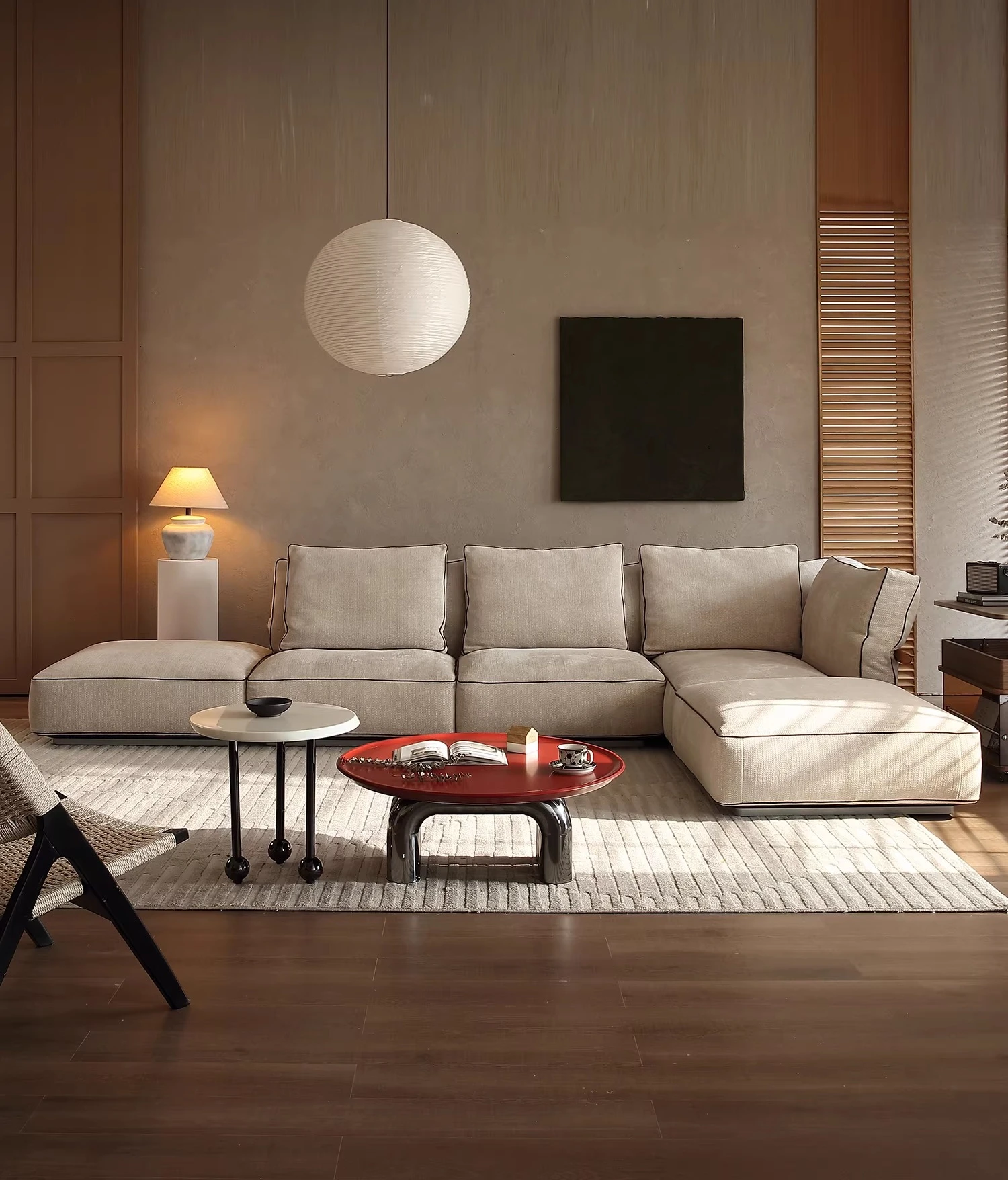 Italian minimalist disassembly and washing module combination sofa backrest adjustable corner fabric sofa