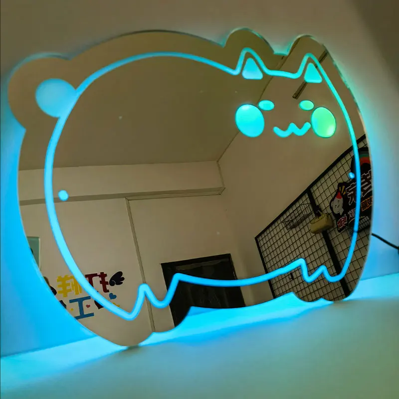 Imagem -02 - Led Acrílico Mirror Light com Palavras Personalizadas Decoração da Parede Nome do Sinal de Neon Presente Personalizável Decoração do Quarto