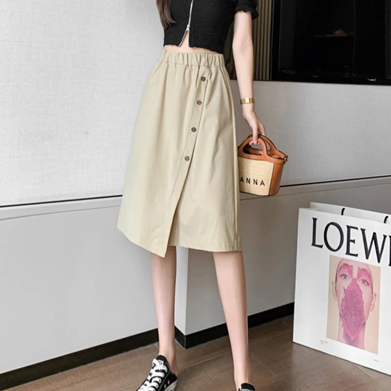 

Women High Waist Casual Shorts Korean Loose Irregular Slit Female Shorts New Fashion All Match Button Patchwork Ladies Pants