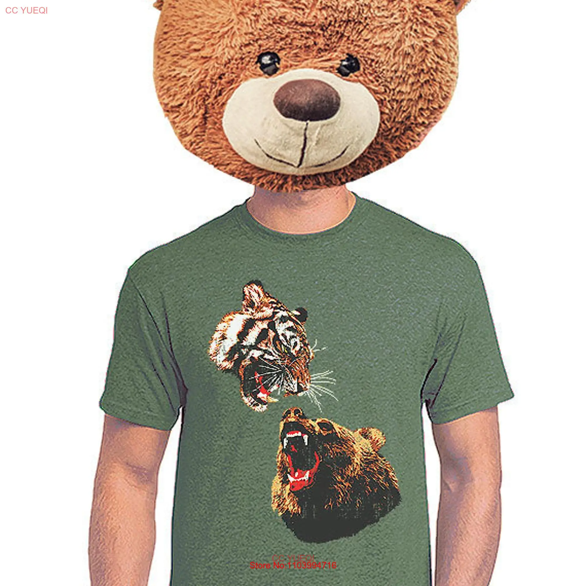 tiger shirt grizzly bear t nature print gift for animal lover growling cat design mens graphic novelty tee s 4xl