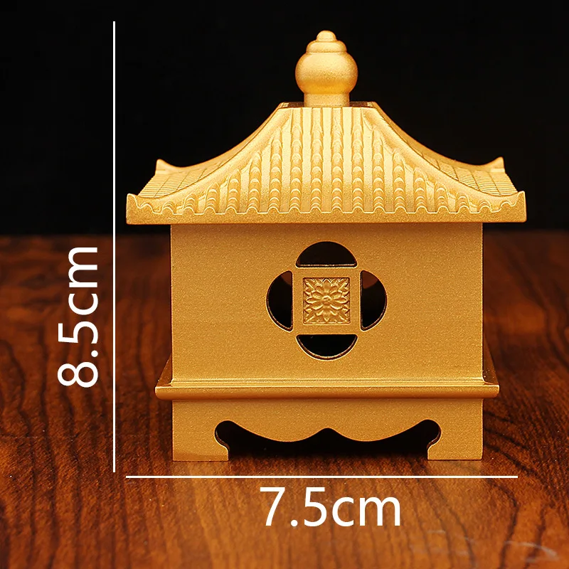 Brass Pavilion Ornament Home Study Decoration Chinese Style Creative Incense Burner Pure Copper Copperware Coil I