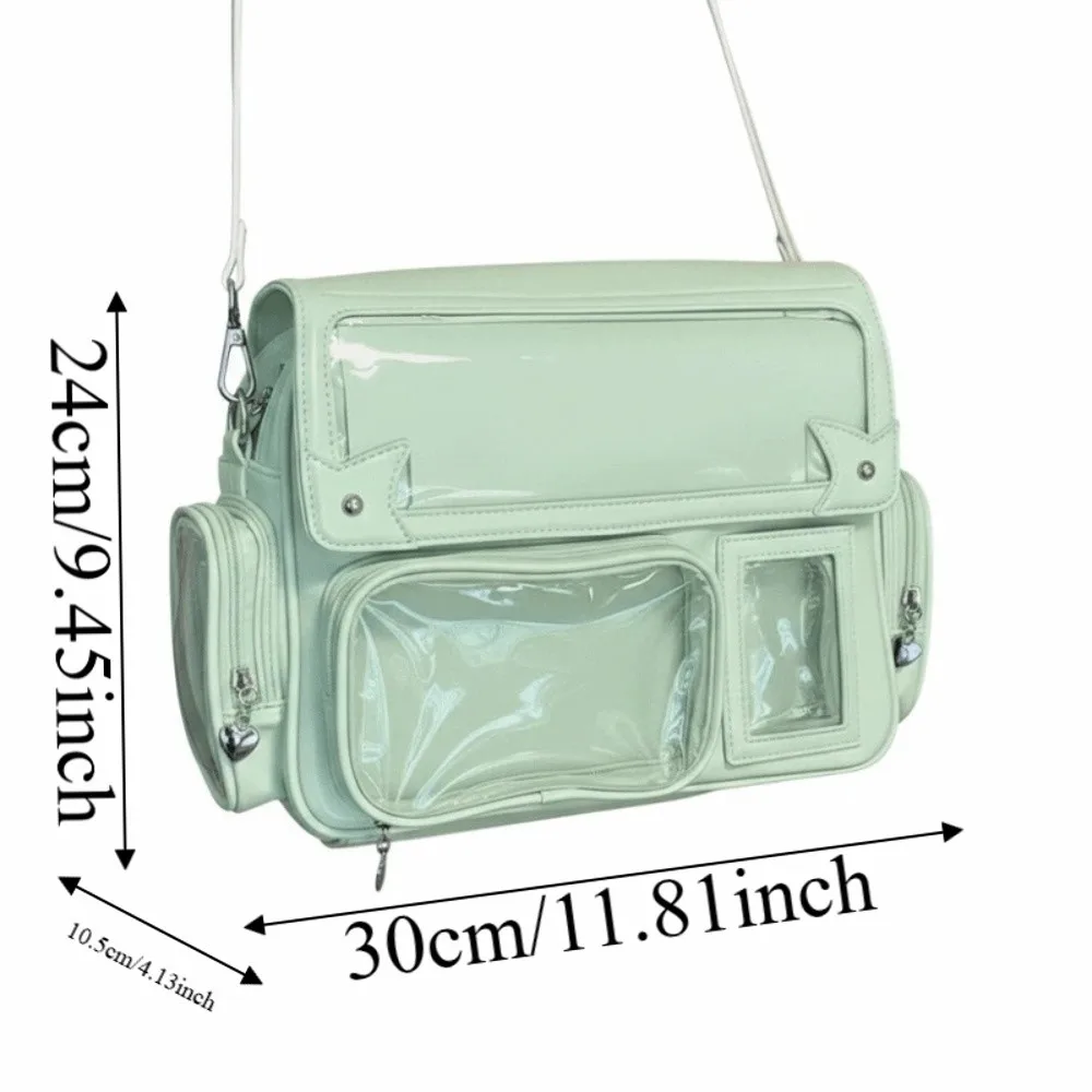 Transparent Convertible Ita Backpack PVC PU Leather Kawaii Uniform Bag Ita Large Capacity Solid Color Clear Window Plushie Bag