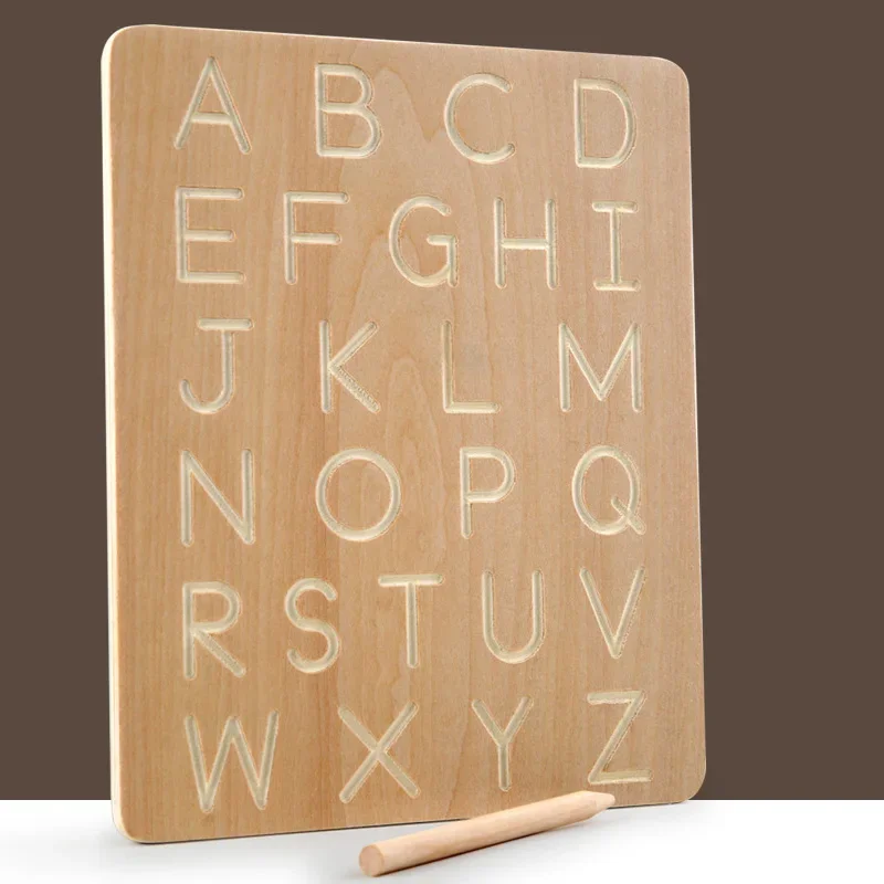 Montessori Wooden Alphabet Board for Children Letters Educational Toy Baby Handwritten Track Copy Groove Toys Alphanumeric Board