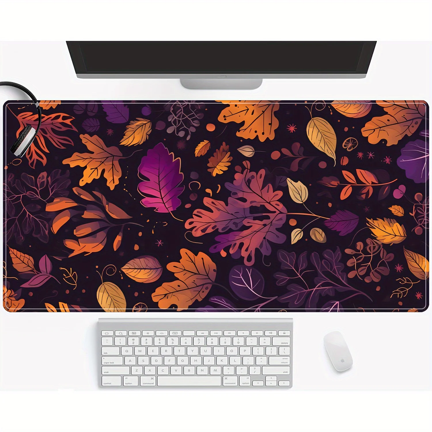 

Autumn Leaves Large Desk Mat Extended Mouse Pad Stitched Edges Non-Slip work Office Mousepad Leaf Pattern gaming accessories