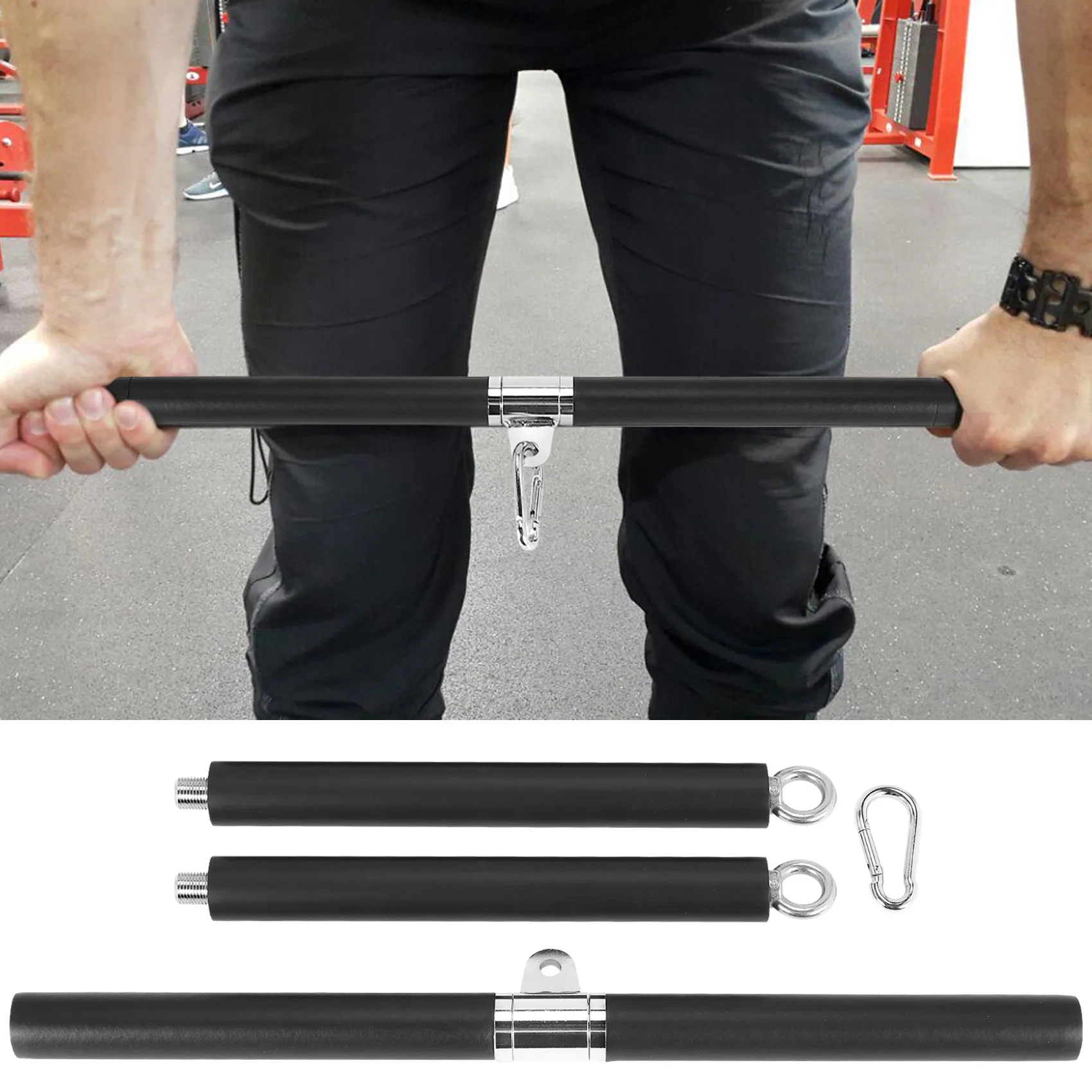 

A64T-Multifunction Adjustable LAT Pull Down Bar Cable Machine Attachment For Home Gym Bench Press Squat Workout